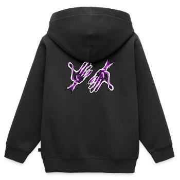 mains violettes - Sweat Premium à capuche zippé enfant bio - noir - Dos - AI Model Kid Male (0cm)