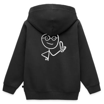 daumen hoch - Kinder Premium Organic Zip Hoodie - Schwarz - Hinten - AI Model Kid Male (0cm)