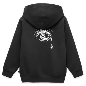 larme triste - Sweat Premium à capuche zippé enfant bio - noir - Dos - AI Model Kid Male (0cm)