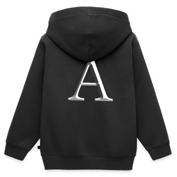 lettre a métal argenté a - Sweat Premium à capuche zippé enfant bio - noir - Dos - AI Model Kid Male (0cm)