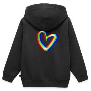 effet cœur 3D symbole amour - Sweat Premium à capuche zippé enfant bio - noir - Dos - AI Model Kid Male (0cm)