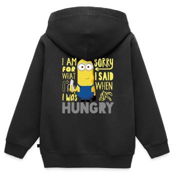 Minions Kevin Sorry For What I Said Hungry - Kids Premium Organic Zip-up Hoodie - black - Back - AI Model Kid Male (0cm)