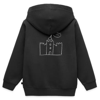 château symbole royauté château royal - Sweat Premium à capuche zippé enfant bio - noir - Dos - AI Model Kid Male (0cm)