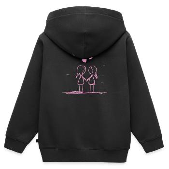 lesbiennes amants lesbiennes rose paillettes - Sweat Premium à capuche zippé enfant bio - noir - Dos - AI Model Kid Male (0cm)