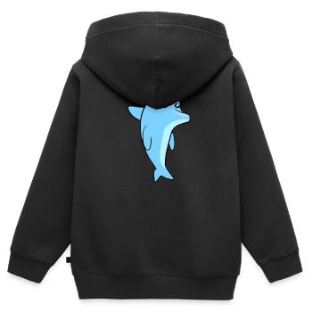 blauer delfin fisch tier meerestier symbol - Kinder Premium Organic Zip Hoodie - Schwarz - Hinten - AI Model Kid Male (0cm)