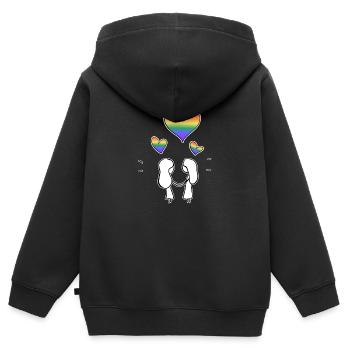 lgbt pärchen lesbisch liebe Valentinstag - Kinder Premium Organic Zip Hoodie - Schwarz - Hinten - AI Model Kid Male (0cm)