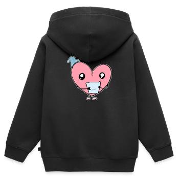 ängstlich herz rosa müde kissen schlafen nacht - Kinder Premium Organic Zip Hoodie - Schwarz - Hinten - AI Model Kid Male (0cm)