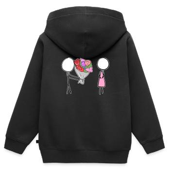 valentinstag romantisch blumen schenken pärchen li - Kinder Premium Organic Zip Hoodie - Schwarz - Hinten - AI Model Kid Male (0cm)