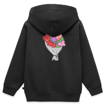 bouquet de fleurs fleurs symbole plante - Sweat Premium à capuche zippé enfant bio - noir - Dos - AI Model Kid Male (0cm)