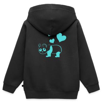 Panda blau Herzen Tierliebe Tier - Kinder Premium Organic Zip Hoodie - Schwarz - Hinten - AI Model Kid Male (0cm)