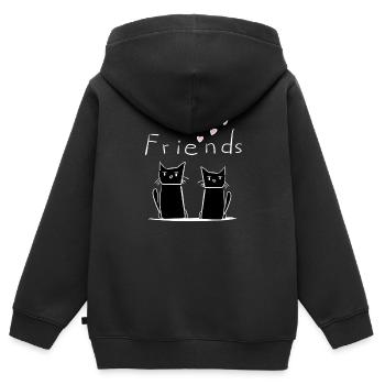 Amis Ami Amitié Chats Chat - Sweat Premium à capuche zippé enfant bio - noir - Dos - AI Model Kid Male (0cm)
