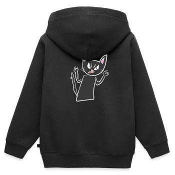 Cat symbol animal gray rage angry - Kids Premium Organic Zip-up Hoodie - black - Back - AI Model Kid Male (0cm)