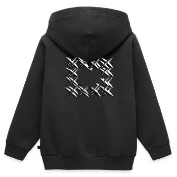 motif croix net gris - Sweat Premium à capuche zippé enfant bio - noir - Dos - AI Model Kid Male (0cm)