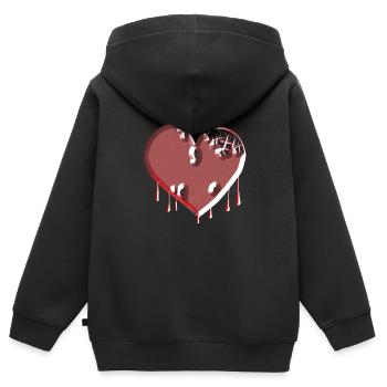 heart symbol broken red scars - Kids Premium Organic Zip-up Hoodie - black - Back - AI Model Kid Male (0cm)
