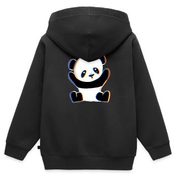 panda symbole animal ours douce étreinte - Sweat Premium à capuche zippé enfant bio - noir - Dos - AI Model Kid Male (0cm)