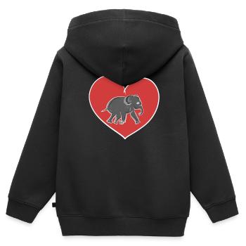 rotes Herz Tierliebe Elefant - Kinder Premium Organic Zip Hoodie - Schwarz - Hinten - AI Model Kid Male (0cm)