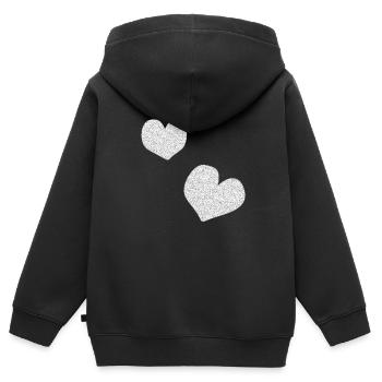 zwei rosa herzen glitzer herz - Kinder Premium Organic Zip Hoodie - Schwarz - Hinten - AI Model Kid Male (0cm)