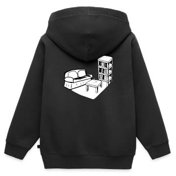 Wohnen Symbol Tisch Sofa Wohnzimmer regal - Kinder Premium Organic Zip Hoodie - Schwarz - Hinten - AI Model Kid Male (0cm)