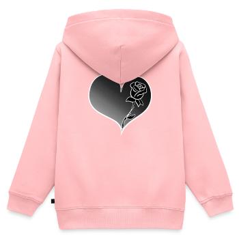 rose blume herz symbol grau form - Kinder Premium Organic Zip Hoodie - Rosa - Hinten - AI Model Kid Female (0cm)