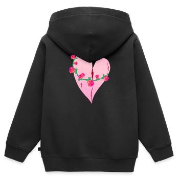 heart roses scars pink icon - Kids Premium Organic Zip-up Hoodie - black - Back - AI Model Kid Male (0cm)