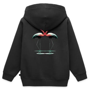 Flamants roses Flamant - Sweat Premium à capuche zippé enfant bio - noir - Dos - AI Model Kid Male (0cm)