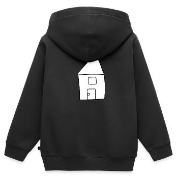 Haus Symbol Wohnen rot - Kinder Premium Organic Zip Hoodie - Schwarz - Hinten - AI Model Kid Male (0cm)