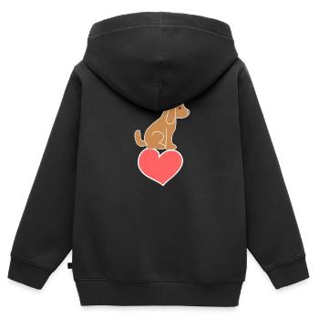 Hund Herz Tier Symbol Tierliebe - Kinder Premium Organic Zip Hoodie - Schwarz - Hinten - AI Model Kid Male (0cm)