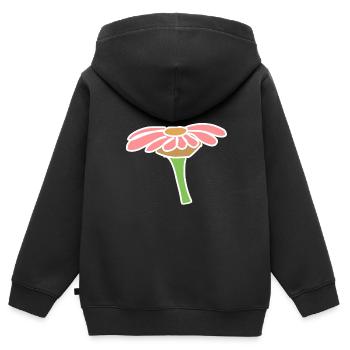Page d’icône de fleur plante rose - Sweat Premium à capuche zippé enfant bio - noir - Dos - AI Model Kid Male (0cm)