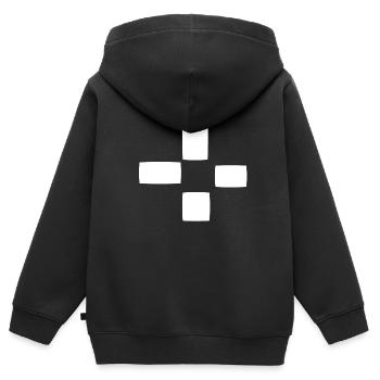 Motif carré quatre formes forme - Sweat Premium à capuche zippé enfant bio - noir - Dos - AI Model Kid Male (0cm)
