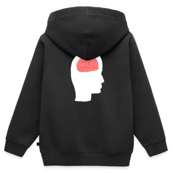 Profil de la tête Humain Côté Cerveau - Sweat Premium à capuche zippé enfant bio - noir - Dos - AI Model Kid Male (0cm)