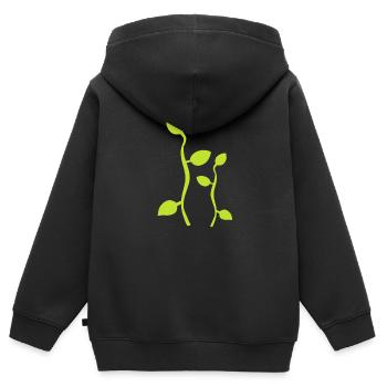 feuille, feuilles, feuilles, ligne, nature, branche, plantes, vert - Sweat Premium à capuche zippé enfant bio - noir - Dos - AI Model Kid Male (0cm)