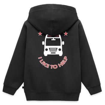 Ambulanz fahren Krankenwagen ich helfe gern gift - Kinder Premium Organic Zip Hoodie - Schwarz - Hinten - AI Model Kid Male (0cm)