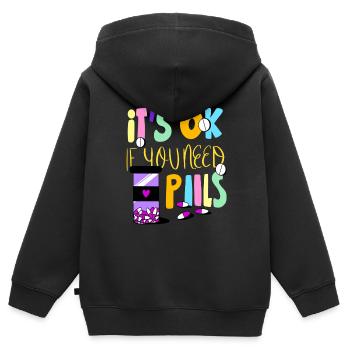 Medikamente Pille einnehmen Tablette Geschenkidee - Kinder Premium Organic Zip Hoodie - Schwarz - Hinten - AI Model Kid Male (0cm)