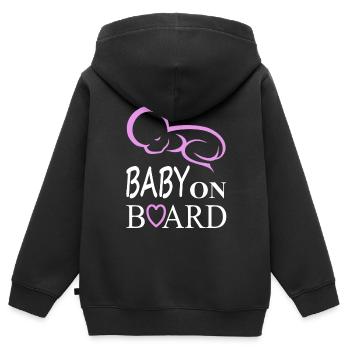 Bébé à bord Dictons de bébé Enceinte Bébé pieds poison - Sweat Premium à capuche zippé enfant bio - noir - Dos - AI Model Kid Male (0cm)