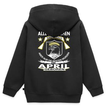 Im April geboren bin im April geboren Geschenkidee - Kinder Premium Organic Zip Hoodie - Schwarz - Hinten - AI Model Kid Male (0cm)