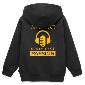 Musik ist meine Leidenschaft Musiker Geschenkidee - Kinder Premium Organic Zip Hoodie - Schwarz - Hinten - AI Model Kid Male (0cm)