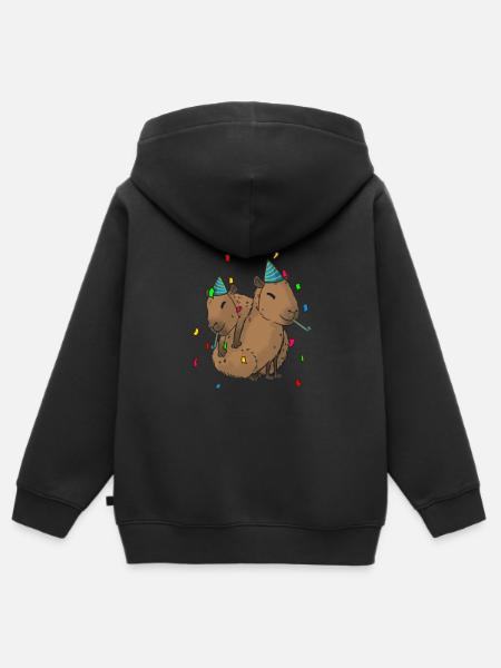 Capybara Geburtstag - Hoodie Premium med dragkedja barn ekologisk - svart