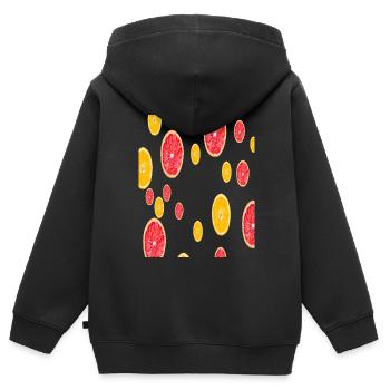 Obst Orange Orangensaft Geschenk Obst ist gesund - Kinder Premium Organic Zip Hoodie - Schwarz - Hinten - AI Model Kid Male (0cm)