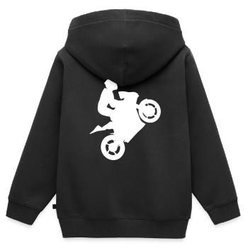 Motocross Motorrad fahren Stunt Kaskade Geschenk - Kinder Premium Organic Zip Hoodie - Schwarz - Hinten - AI Model Kid Male (0cm)