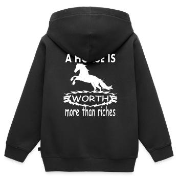Je vais cavalier cavalier dressage cadeau - Sweat Premium à capuche zippé enfant bio - noir - Dos - AI Model Kid Male (0cm)