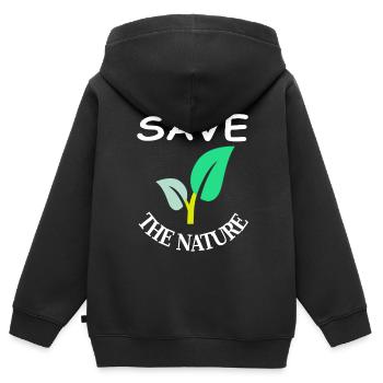 Rette die Natur die Welt retten Umwelt Geschenk - Kinder Premium Organic Zip Hoodie - Schwarz - Hinten - AI Model Kid Male (0cm)