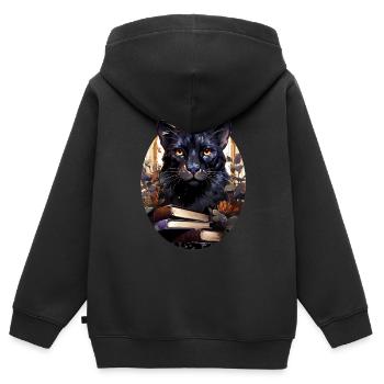 Panthère - Sweat Premium à capuche zippé enfant bio - noir - Dos - AI Model Kid Male (0cm)