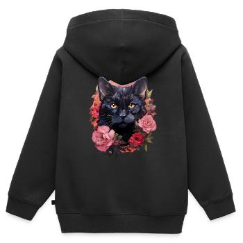 Panthère - Sweat Premium à capuche zippé enfant bio - noir - Dos - AI Model Kid Male (0cm)