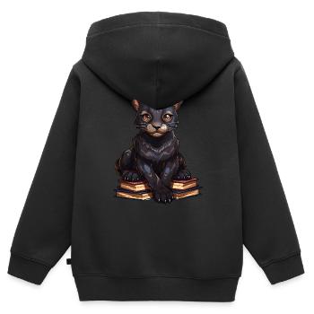 Panthère - Sweat Premium à capuche zippé enfant bio - noir - Dos - AI Model Kid Male (0cm)