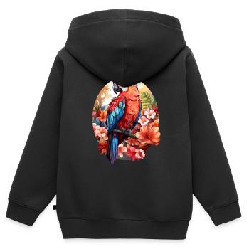 Perroquet - Sweat Premium à capuche zippé enfant bio - noir - Dos - AI Model Kid Male (0cm)