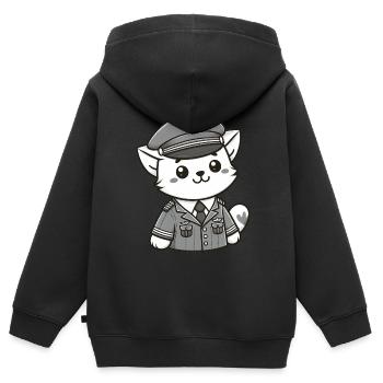 Cute Cat Pilot - Kinder Premium Organic Zip Hoodie - Schwarz - Hinten - AI Model Kid Male (0cm)