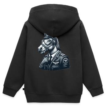 Cute Horse Pilot - Kids Premium Organic Zip-up Hoodie - black - Back - AI Model Kid Male (0cm)