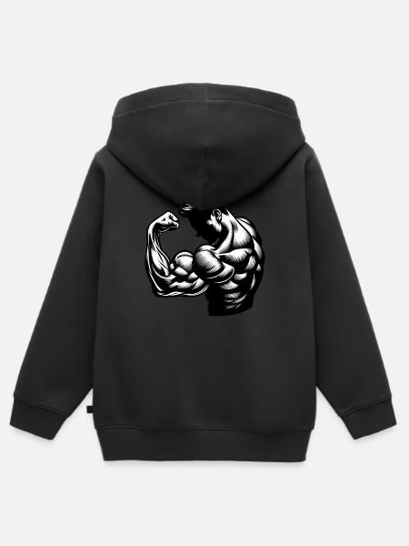 Flexing Biceps - Kinder Premium Organic Zip Hoodie - Schwarz