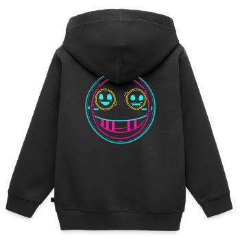 Sourire néon - Sweat Premium à capuche zippé enfant bio - noir - Dos - AI Model Kid Male (0cm)
