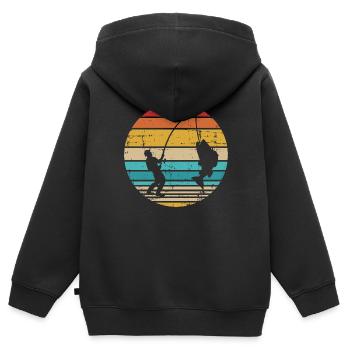 Angeln - Kinder Premium Organic Zip Hoodie - Schwarz - Hinten - AI Model Kid Male (0cm)